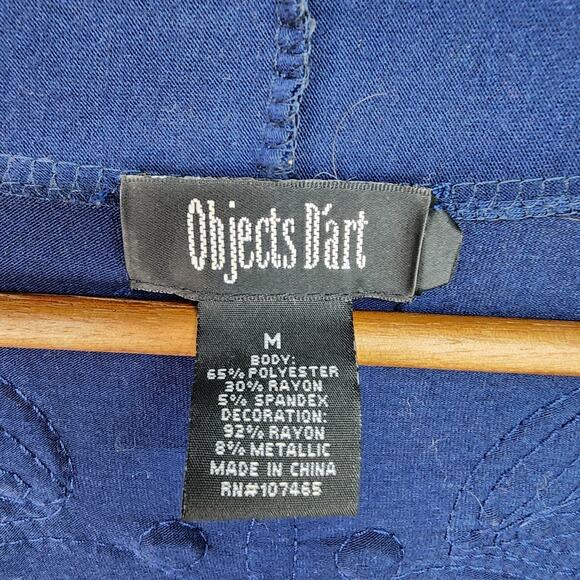 Objects D’Art Jacket Women MEDIUM Navy Blue Soutache Gold Trim Boho Cardigan - Picture 14 of 15